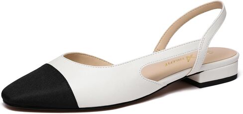 Athlefit Slingback Flats for Women Square Pointed Toe Two Toned Flats Wedding Pumps for Women in Saudi Arabia