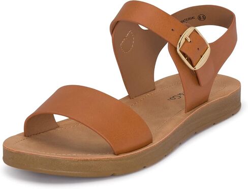 Chariot & Co - Crew - Women's Single Band Strappy Ankle Buckle Fashion Flat Sandals in Saudi Arabia