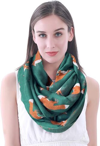 Lina & Lily Fox Animal Print Women's Infinity Scarf Lightweight in Saudi Arabia