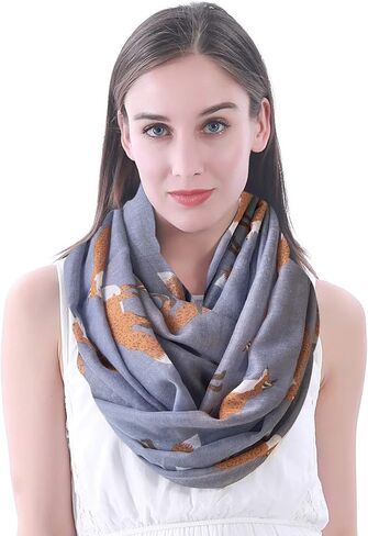 Lina & Lily Fox Animal Print Women's Infinity Scarf Lightweight in Saudi Arabia