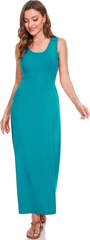 فستان TAIPOVE ماكسي بدون أكمام مع جيوب حمالة صدر على الرف للنساء، زلات كاملة، قمصان نوم طويلة للغاية، صيفية غير رسمية in Kuwait