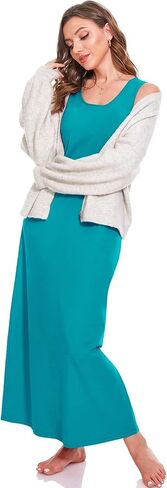 فستان TAIPOVE ماكسي بدون أكمام مع جيوب حمالة صدر على الرف للنساء، زلات كاملة، قمصان نوم طويلة للغاية، صيفية غير رسمية in Kuwait