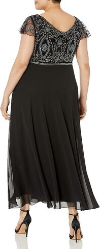 J Kara Women's Back and Front Cowlneck Beaded Short Sleeve Gown in Saudi Arabia