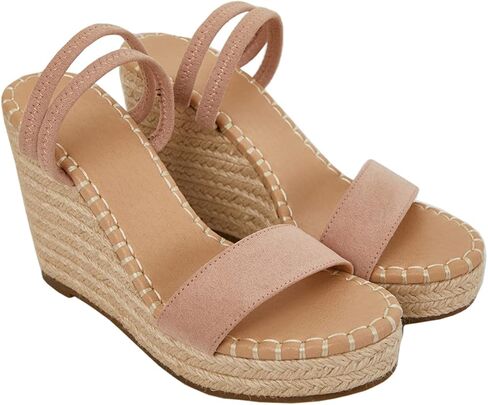 صندل نسائي من VETASTE بشريط للكاحل ويدج مفتوح من الأمام وصندل إسبادريل ذو نعل سميك in Kuwait