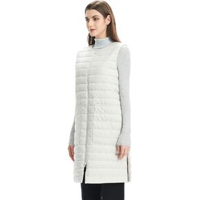 Womens Puffer Vest Long Down Quilted Lightweight Sleeveless Jacket with Pockets