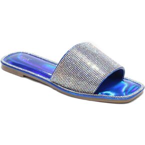 H2K Womens Glitter Bling Fancy Slide Flat Low Wedge Sparkle Sandals Shoes Dream