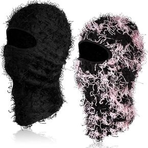 Newcotte 2 Pack Kids Adult Distressed Balaclava Ski Mask Full Face Knitted Balaclava Windproof Cool Ski Mask for Cold Weather in Kuwait
