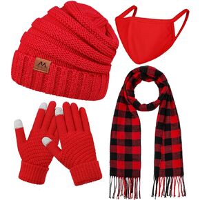 Motarto Winter Warm Set Knitted Beanie, Scarf, Touchscreen Gloves, Warm Cover Cold Weather Gear for Men and Women in Kuwait