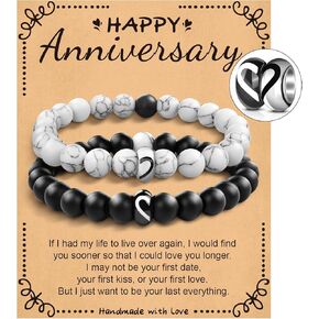 أساور زوجين متطابقة من UNIGIFTIME هدايا لصديقها وصديقتها وزوجها وخطيبها ورفيق روحها في عيد الميلاد والذكرى السنوية وأعياد الميلاد وأعياد الميلاد وعيد الحب in Kuwait