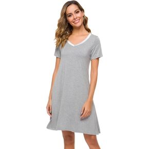 BambooBud Women's Bamboo Viscose Nightgowns Soft Sleep Shirts Lightweight Gowns Short Sleeve Pajama Dress S-XXL