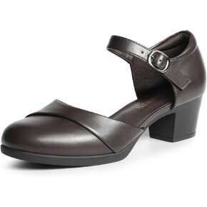 DREAM PAIRS Women's Dress Comfortable Low Bolck Heels Pumps Round Closed Toe Chunky Ankle Strap Shoes for Work