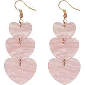 QzxEqz Chic Enamel Long Love Heart Earrings Hollow Heart Drop Dangle Earrings for Women Girls Christmas Valentine’s Day Gift