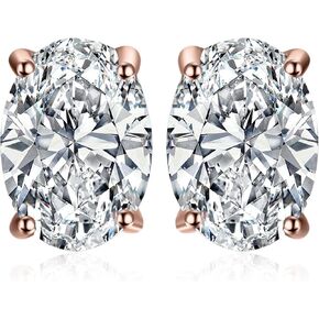 JewelryPalace أقراط بيضاوية الشكل 2 قيراط مويسانيتي سوليتير للنساء، 925 الفضة الاسترليني 14 قيراط أقراط مطلية بالذهب لها، أقراط ألماس مقلدة كلاسيكية VVS D-F in Kuwait