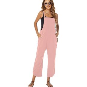 Kissonic Women's Casual Cotton Bib Overalls Loose Baggy Wide Leg Jumpsuits with Pockets