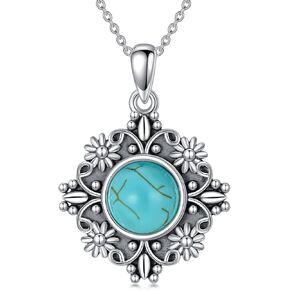 YOSOPRETTY Turquoise Pendant Necklace 925 Sterling Silver Vintage Daisy Flower Necklace Daisy Jewelry Gifts for Women Girls in Kuwait
