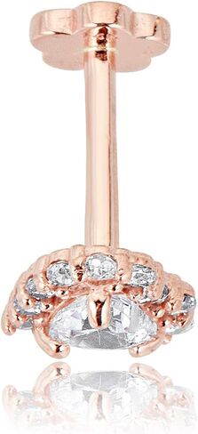 AVORA 14K Gold Heart-Shaped Simulated Diamond CZ Halo Cartilage Piercing Flat Back Earring Body Jewelry (18 Gauge) in Saudi Arabia