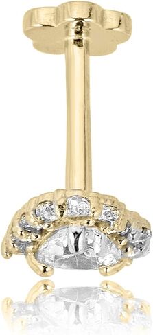 AVORA 14K Gold Heart-Shaped Simulated Diamond CZ Halo Cartilage Piercing Flat Back Earring Body Jewelry (18 Gauge) in Saudi Arabia