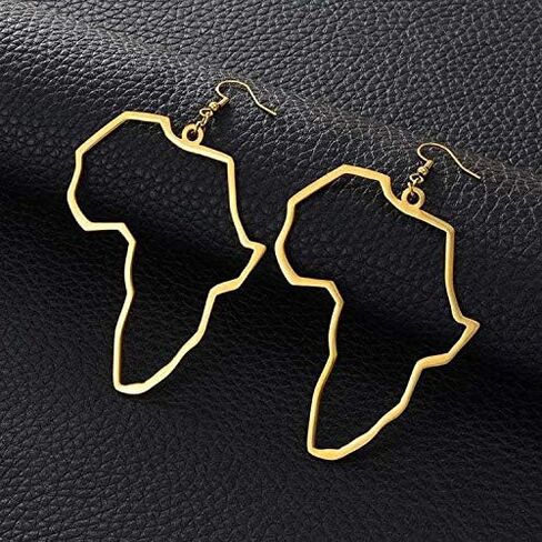 Fashion Gold Africa Map Hollow Out Drop Dangle Earrings for Girls Women's Minimalist Design Earrings in Saudi Arabia