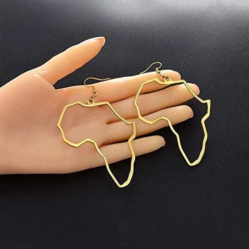 Fashion Gold Africa Map Hollow Out Drop Dangle Earrings for Girls Women's Minimalist Design Earrings in Saudi Arabia