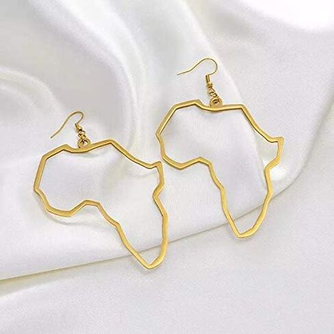 Fashion Gold Africa Map Hollow Out Drop Dangle Earrings for Girls Women's Minimalist Design Earrings in Saudi Arabia