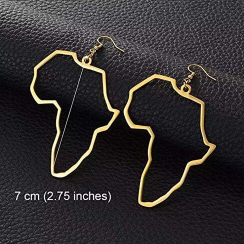 Fashion Gold Africa Map Hollow Out Drop Dangle Earrings for Girls Women's Minimalist Design Earrings in Saudi Arabia