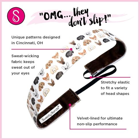 عصابة رأس حريمي والفتيات من Sweaty Bands - رباط شعر تمرين مبطن بالقطيفة غير قابل للانزلاق - لون أرجواني هادئ in Saudi Arabia