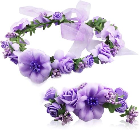 MioCloth Flower Crown Headband Garland Corsage Wedding Party Wreath Women Girl Champagne in Saudi Arabia