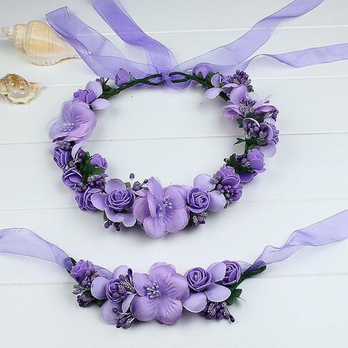 MioCloth Flower Crown Headband Garland Corsage Wedding Party Wreath Women Girl Champagne in Saudi Arabia