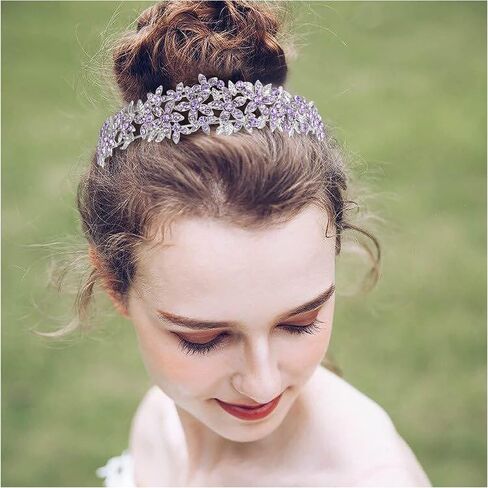 EVER FAITH Wedding Austrian Crystal Hair Accessory for Women, Birdal Flower Cluster Hair Band for Bride BRidesmaid Clear Gold-Tone in Saudi Arabia
