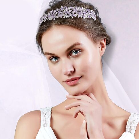 EVER FAITH Wedding Austrian Crystal Hair Accessory for Women, Birdal Flower Cluster Hair Band for Bride BRidesmaid Clear Gold-Tone in Saudi Arabia