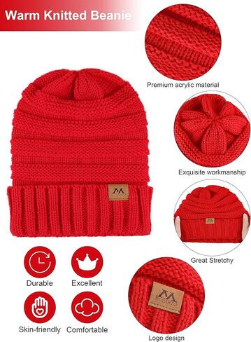 Motarto Winter Warm Set Knitted Beanie, Scarf, Touchscreen Gloves, Warm Cover Cold Weather Gear for Men and Women in Kuwait