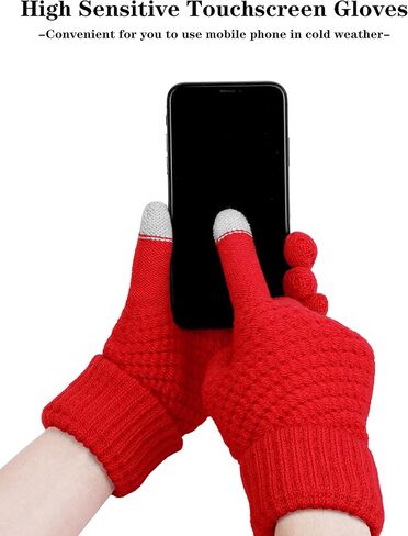 Motarto Winter Warm Set Knitted Beanie, Scarf, Touchscreen Gloves, Warm Cover Cold Weather Gear for Men and Women in Kuwait