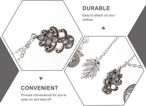 KALLORY 4pcs Vintage Sweater Shawl Chain Clips Retro Cardigan Clips Collar Chain Clips Shirt Dresses Brooch Clips for Women Girls in Saudi Arabia