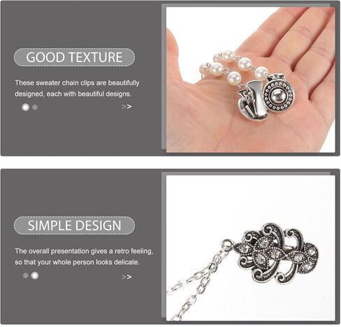 KALLORY 4pcs Vintage Sweater Shawl Chain Clips Retro Cardigan Clips Collar Chain Clips Shirt Dresses Brooch Clips for Women Girls in Saudi Arabia