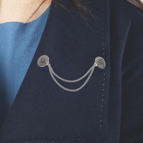 KALLORY 4pcs Vintage Sweater Shawl Chain Clips Retro Cardigan Clips Collar Chain Clips Shirt Dresses Brooch Clips for Women Girls in Saudi Arabia