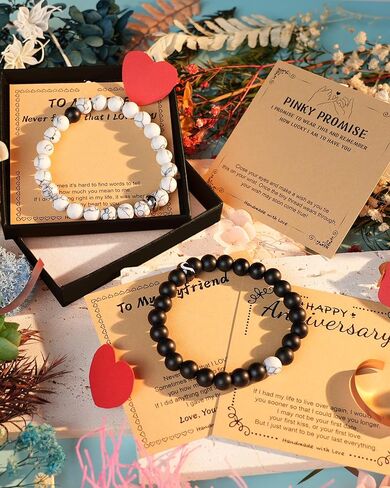 أساور زوجين متطابقة من UNIGIFTIME هدايا لصديقها وصديقتها وزوجها وخطيبها ورفيق روحها في عيد الميلاد والذكرى السنوية وأعياد الميلاد وأعياد الميلاد وعيد الحب in Kuwait