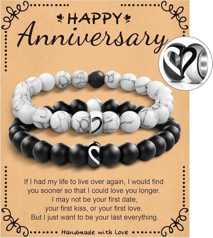 أساور زوجين متطابقة من UNIGIFTIME هدايا لصديقها وصديقتها وزوجها وخطيبها ورفيق روحها في عيد الميلاد والذكرى السنوية وأعياد الميلاد وأعياد الميلاد وعيد الحب in Kuwait