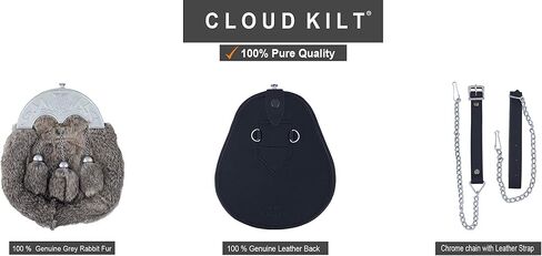 CLOUD KILT" Sporran Kilt For Men Premium Leather Quality Traditional Scottish Kilt With Chain Belt Kilt Accessories For Men in Saudi Arabia