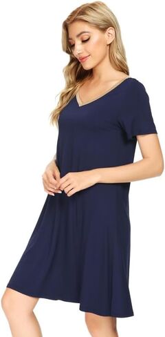 BambooBud Women's Bamboo Viscose Nightgowns Soft Sleep Shirts Lightweight Gowns Short Sleeve Pajama Dress S-XXL in Saudi Arabia