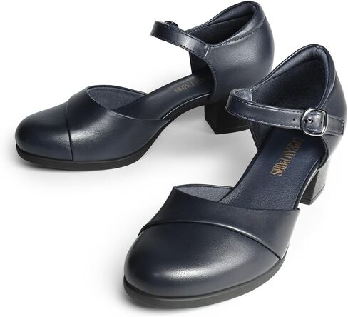 DREAM PAIRS فستان نسائي مريح بكعب منخفض حذاء بكعب مستدير مغلق من الأمام حذاء برباط عند الكاحل مكتنز للعمل in Kuwait