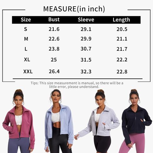 APWKL سترة نسائية مبطنة بالصوف بلوزات مقصوصة معاطف شتوية كبيرة الحجم دافئة موضة كم طويل جيوب علوية in Kuwait