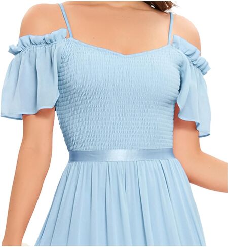 فستان Bbonlinedress للسيدات طويل من الشيفون لحفلات الزفاف الرسمية لوصيفة العروس بدون أكتاف فساتين حفلات سهرة طويلة in Kuwait