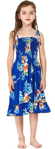 Girl Hawaiian Elastic Top Strap Dress in Pink Sunset in Saudi Arabia