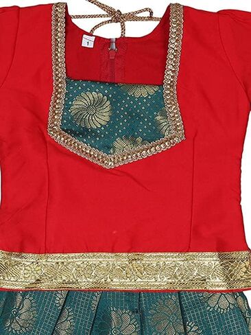 Ashwini Girl's Pattu Pavadai | Indian Kid's Ethnic Wear with Embroidery Work in Kuwait