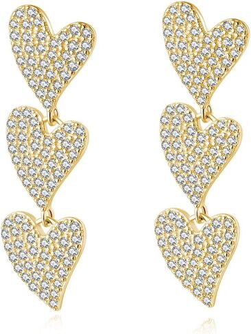 SLUYNZ 925 Sterling Silver Shiny CZ Heart Dangle Earrings for Women Teen Girls Heart Drop Earrings Wedding Sweet Love Dangle Earrings in Saudi Arabia