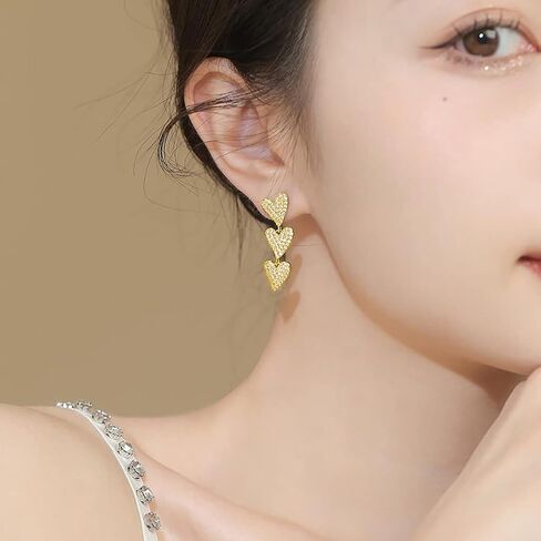 SLUYNZ 925 Sterling Silver Shiny CZ Heart Dangle Earrings for Women Teen Girls Heart Drop Earrings Wedding Sweet Love Dangle Earrings in Saudi Arabia