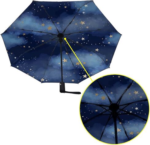 مظلة قابلة للطي لهاتف Galaxy خفيفة الوزن مقاومة للرياح ومناسبة للسفر، حماية تلقائية من الأشعة فوق البنفسجية، وغيوم النجوم للمطر وأشعة الشمس بلون أزرق داكن in Kuwait