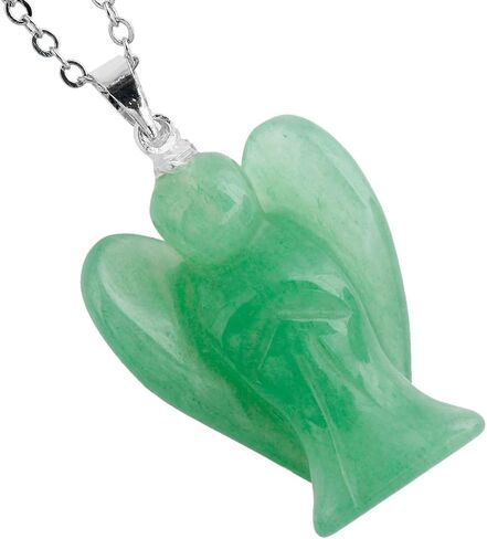 TUMBEELLUWA Guardian Angel Handmade Carved Healing Stone Crystal Pendant with Free Metal Alloy Chain in Saudi Arabia