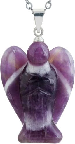TUMBEELLUWA Guardian Angel Handmade Carved Healing Stone Crystal Pendant with Free Metal Alloy Chain in Kuwait