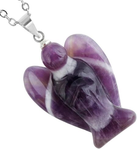TUMBEELLUWA Guardian Angel Handmade Carved Healing Stone Crystal Pendant with Free Metal Alloy Chain in Kuwait